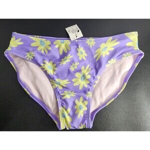 Girls Kids Purple Yellow Smiley Flowers Bikini Bottom Size L (10-12) Art Class